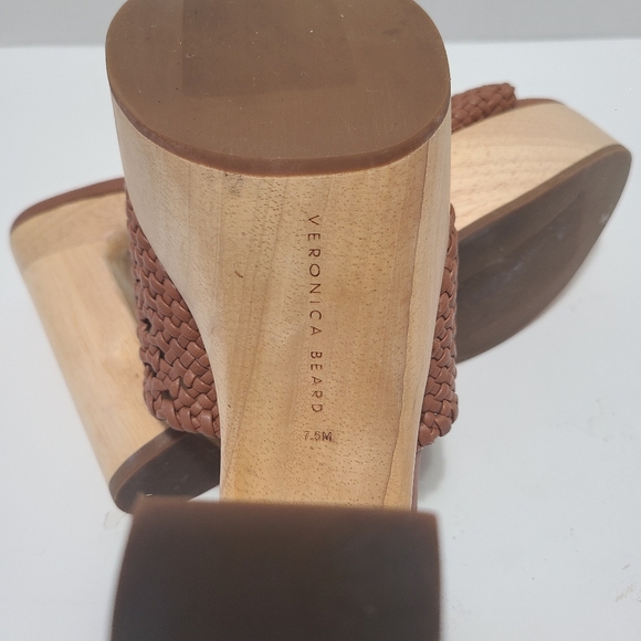 Veronica Beard‎ Guadalupe Woven Leather Wooden-Heel Mules Size 7.5 - Picture 7 of 8